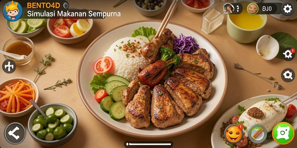 Tampilan unik bento yang dirancang dalam BENTO4D dengan elemen kreatif.
