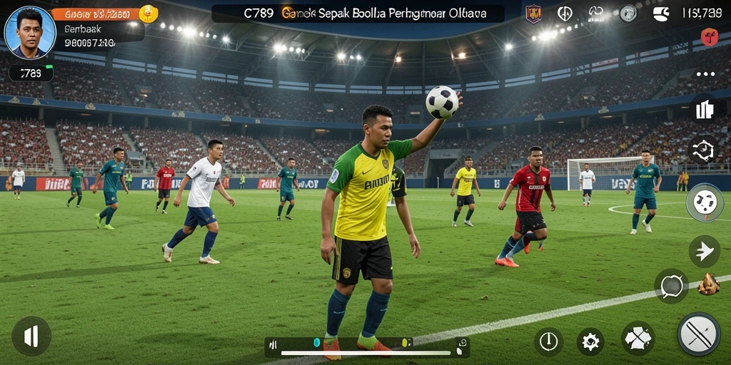 Tampilan gameplay C789 yang mendebarkan dalam aksi sepak bola.