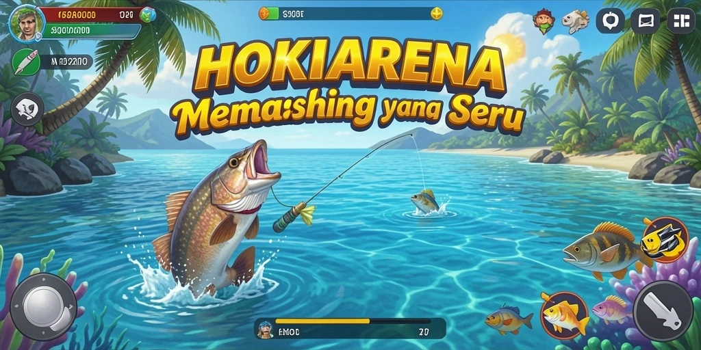 Gameplay seru HOKIARENA menampilkan aksi memancing yang mendebarkan.
