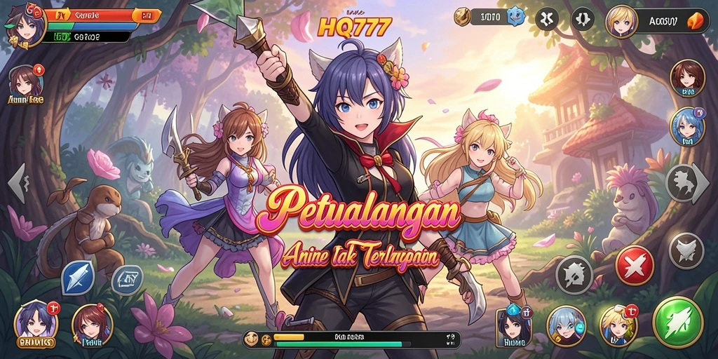 Tampilan gameplay HQ777 yang memukau dengan karakter Anime.