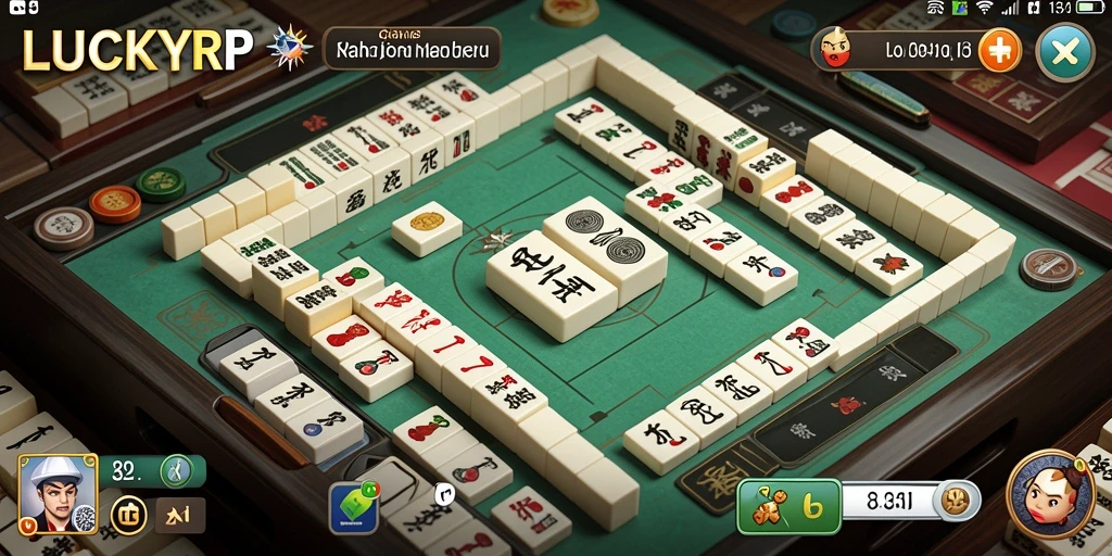 Tampilan gameplay menarik dari LUCKYRP saat mencocokkan ubin Mahjong.