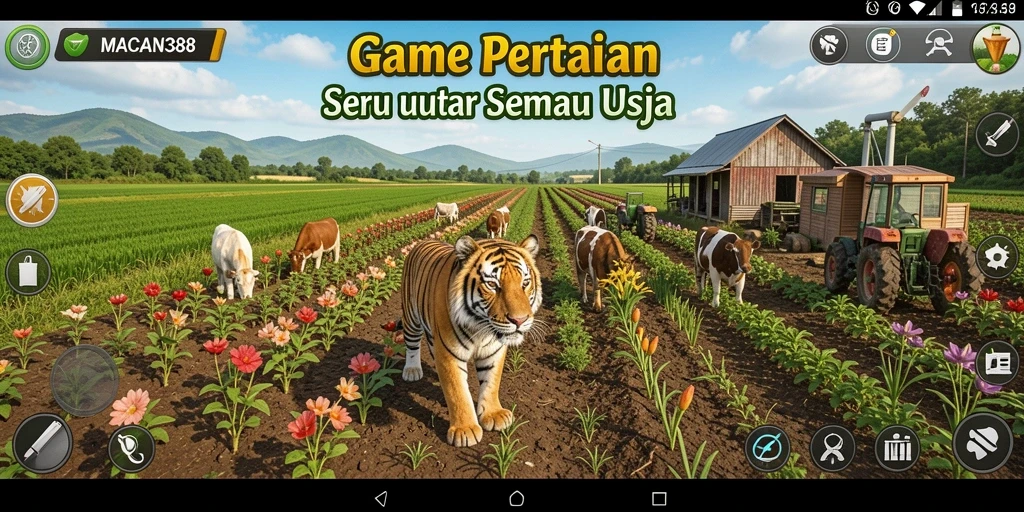 Gameplay seru MACAN388 dengan aktivitas bertani yang interaktif.