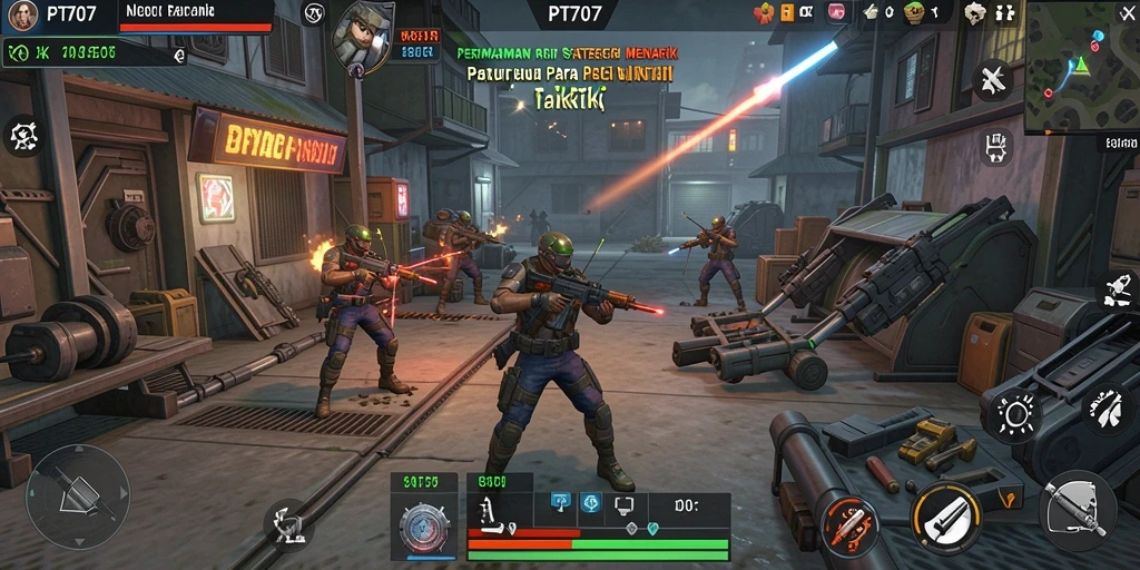 Tampilan gameplay strategis PT707 dengan taktik yang mendalam.