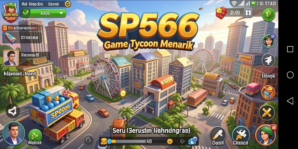 Tangkapan layar utama dari gameplay Tycoon SP666 menunjukkan aksi manajerial yang seru.