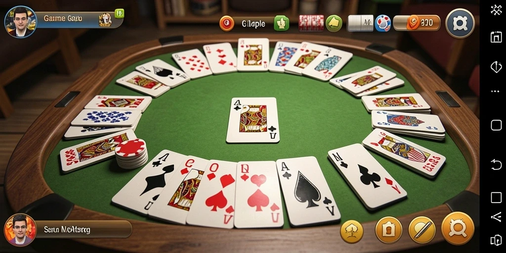Screenshot gameplay V21 yang menampilkan suasana permainan Gaple yang seru.