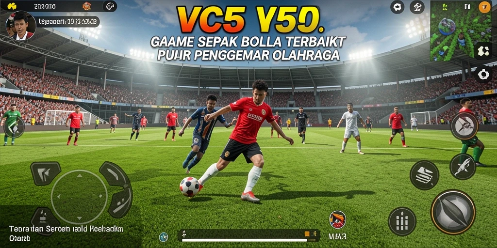 Screenshot VC55 menampilkan pertandingan seru dengan aksi pemain di lapangan.
